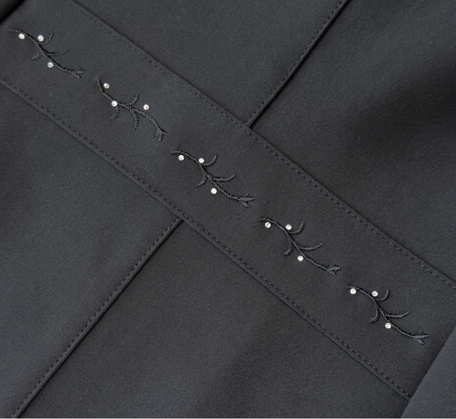 Refreshed close-up of jacket embroidery and sparkling details